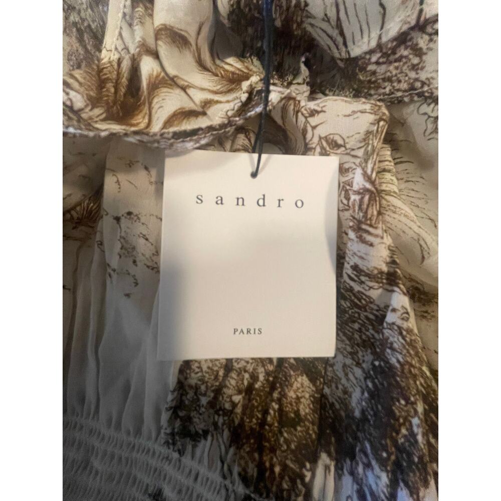 Sandro Paris Safari Toile Ruffle Midi Dress - Picture 2 of 11